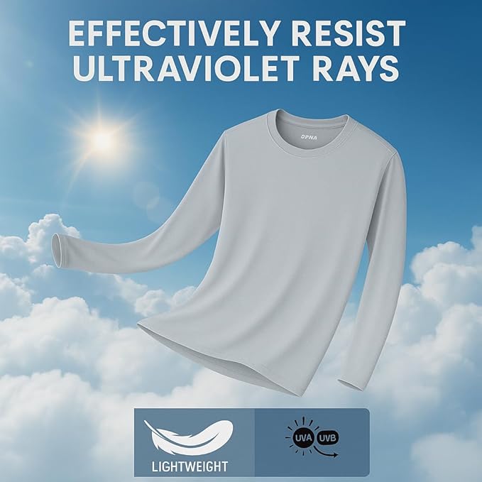 Men's Long Sleeve Moisture Wicking Athletic Shirts, Dry Fit Long Sleeve UV Protection Shirts Men for Workout, Running, Hiking