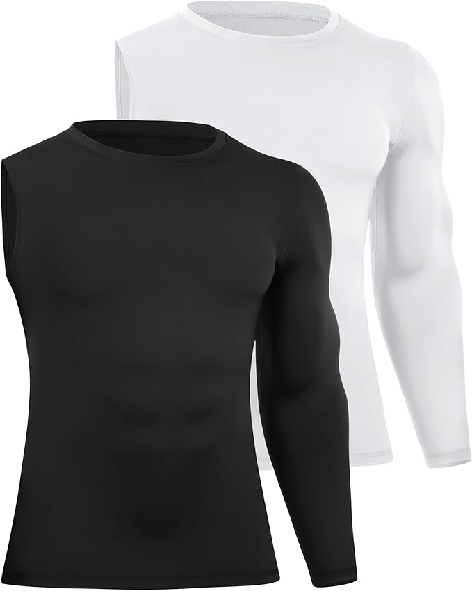 Runhit Men's Basketball One Arm Compression Shirts Long Sleeve 1/2 Single Arm Athletic Undershirt Workout Base Layer Top