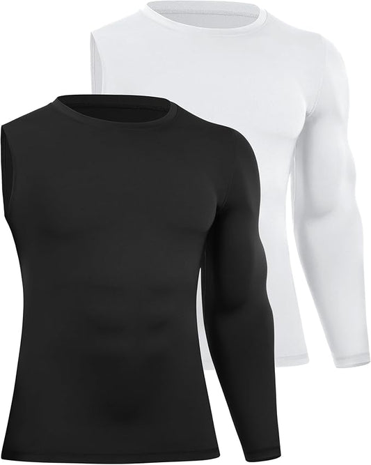 Runhit Men's Basketball One Arm Compression Shirts Long Sleeve 1/2 Single Arm Athletic Undershirt Workout Base Layer Top