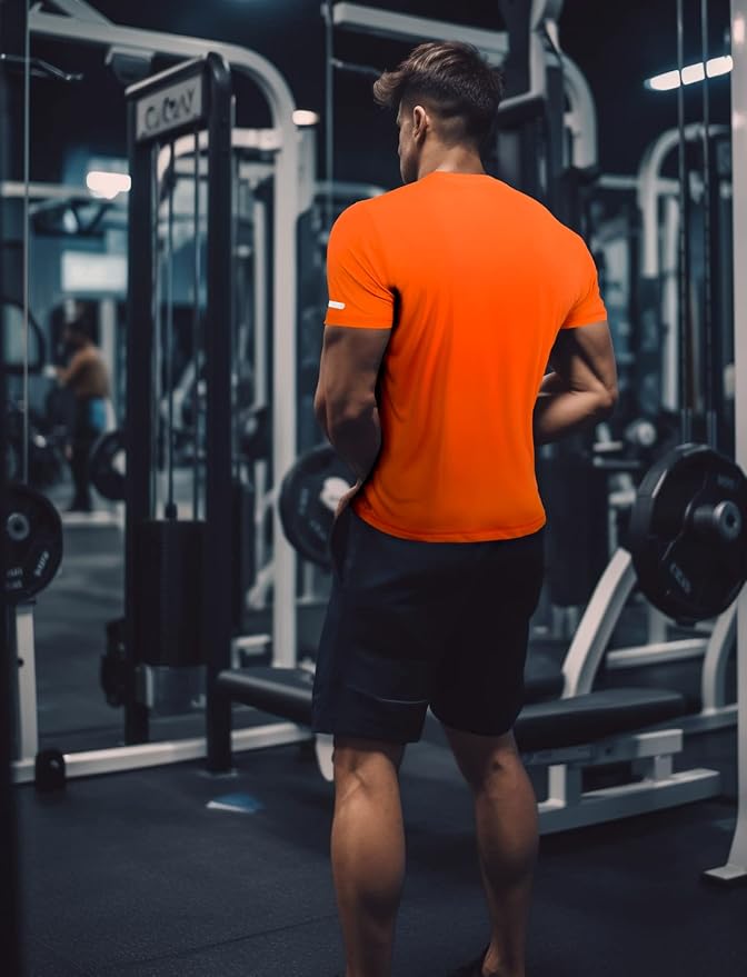 Mens Workout Shirts Fitted, Quick Dry Gym Tshirts Running Athletic Top Moisture Wicking Tee