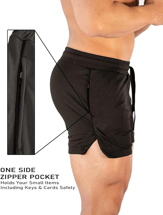 FLYFIREFLY Men's Gym Workout Shorts Running Lightweight Athletic Short Pants Bodybuilding Training