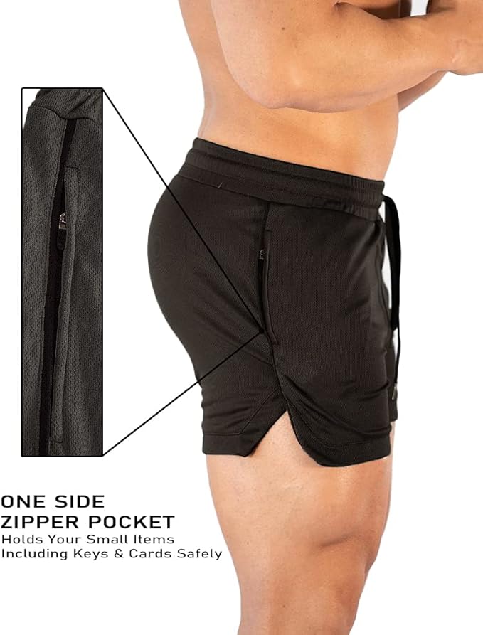 FLYFIREFLY Men's Gym Workout Shorts Running Lightweight Athletic Short Pants Bodybuilding Training