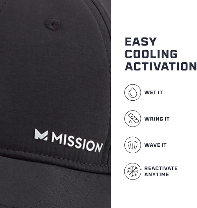 MISSION Cooling Vented Performance Hat Unisex One Size Cap for Workouts, Golf & Running, Sweat & Water Activated Technology