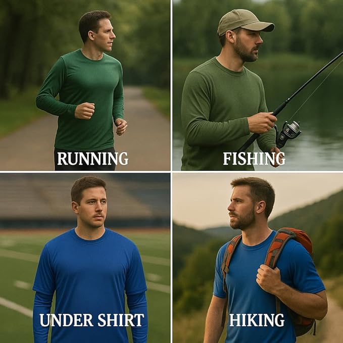 Men's Long Sleeve Moisture Wicking Athletic Shirts, Dry Fit Long Sleeve UV Protection Shirts Men for Workout, Running, Hiking