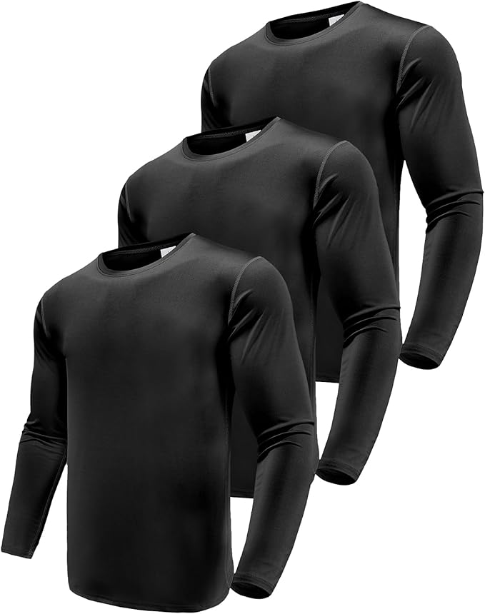 Men's 1, 3 or 5 Pack Performance Long Sleeve T-Shirts, UPF 50+ Sun Protection Shirts, Athletic Gym Workout Shirts for Running
