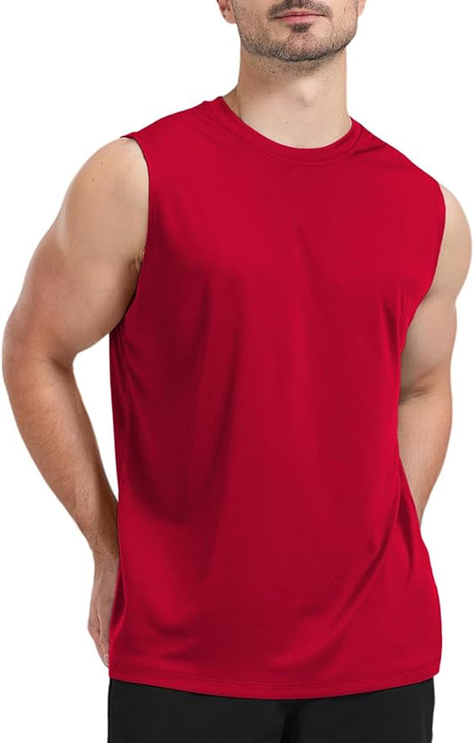 Men's Sleeveless UPF 50+ Swim Shirts Quick Dry Workout Tank Top UV Protection Running Gym Muscle T Shirts