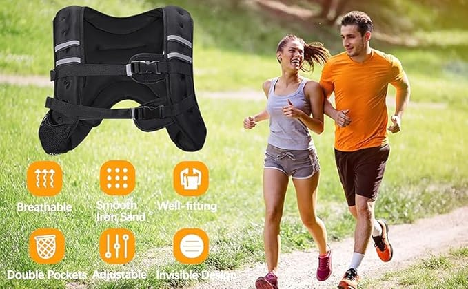 Weighted Vest Weighed Vest Women Men Kids, 8lb/12lb/16lb/19lb Body Weight Vest with Reflective Stripe, Adjustable Weighted Vest for Strength Training, Running, Walking, Workout, Jogging