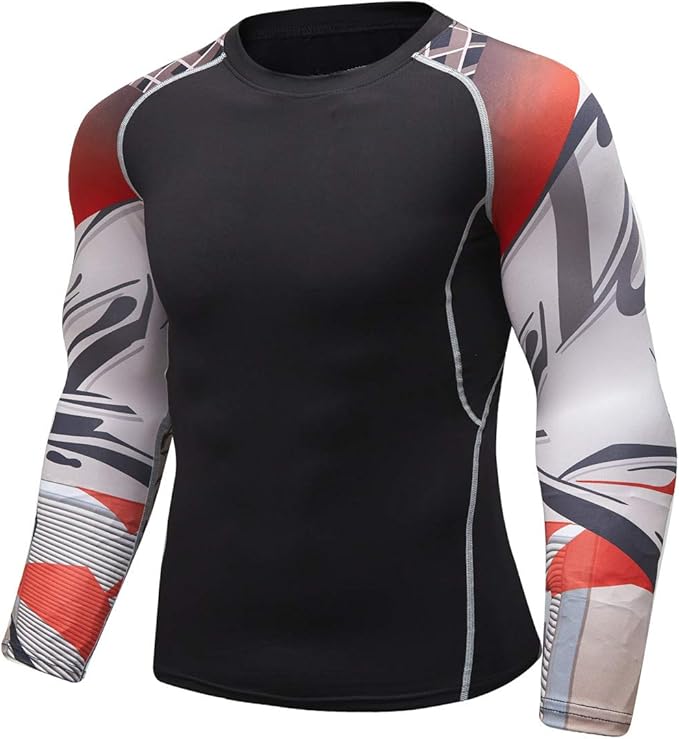 Men's Soft Fit Long Sleeve Workout Rashguard Cool Dry Compression Fitness Shirt