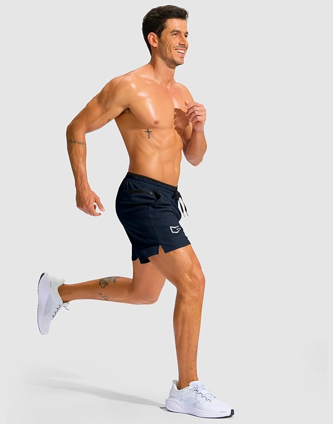 G Gradual Men's Running Athletic Shorts with Zipper Pocket 5"/ 7" Lightweight Quick Dry Gym Workout Shorts for Tennis Active