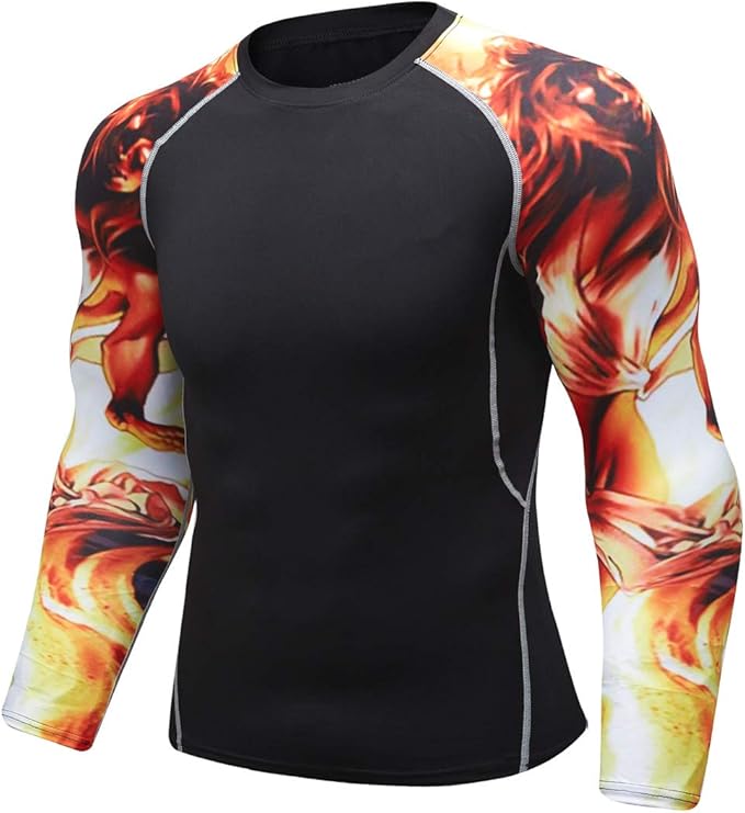 Men's Soft Fit Long Sleeve Workout Rashguard Cool Dry Compression Fitness Shirt