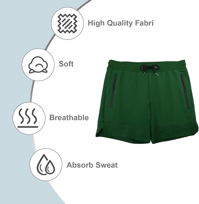 PIDOGYM Men's 5" Gym Workout Shorts,Fitted Jogging Short Pants for Bodybuilding Running Training with Zipper Pockets