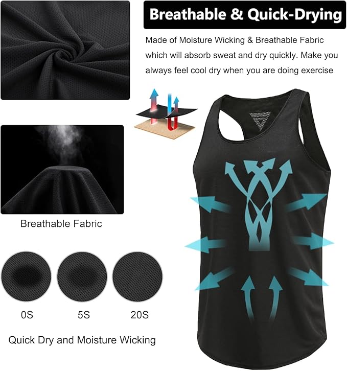 Boyzn Men's 1, 3 or 5 Pack Y-Back Workout Tank Tops, Athletic Muscle Gym Tank Tops, Fitness Bodybuilding Sleeveless T-Shirts