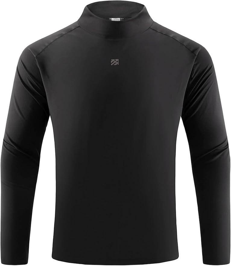 Mens Long Sleeve Turtleneck Workout Shirts Moisture Wicking Mock Neck Double Sides Brushed T-Shirts