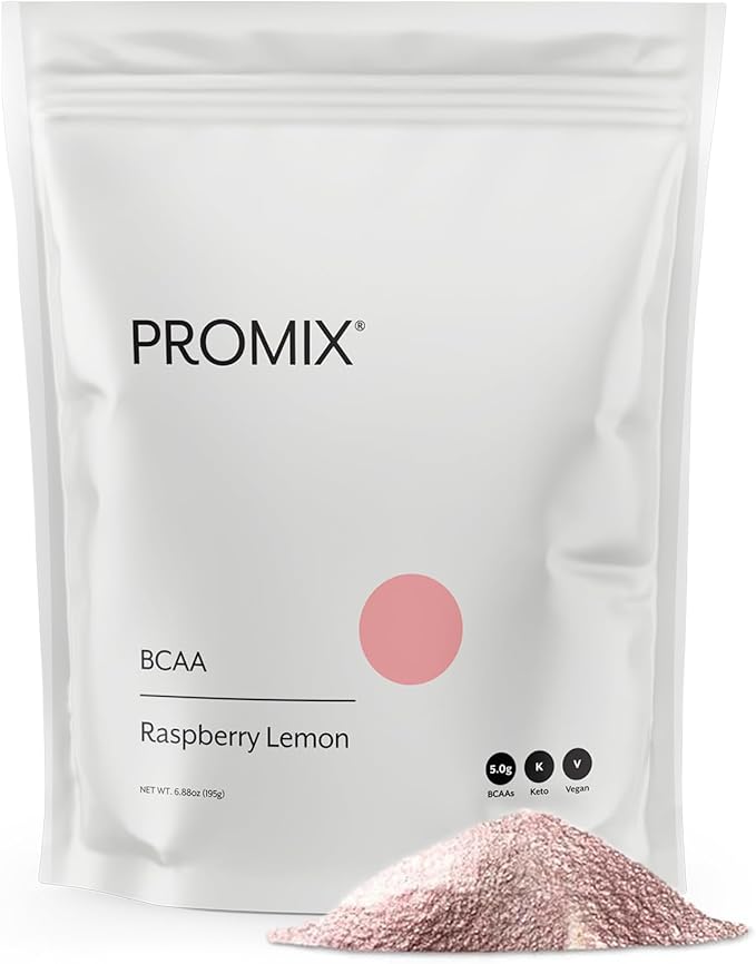 Promix BCAA Post-Workout Energy Powder - 5g Micronized BCAAs, Sugar Free, Plant Based, Vegan, Keto - Raspberry Lemon - 30 Servings (Pack of 1)