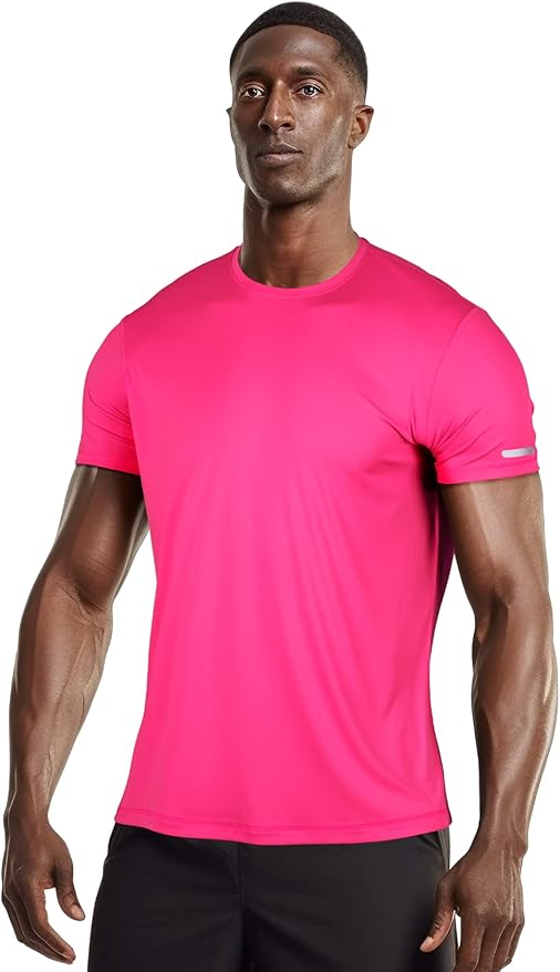 Mens Workout Shirts Fitted, Quick Dry Gym Tshirts Running Athletic Top Moisture Wicking Tee