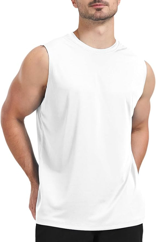 Men's Sleeveless UPF 50+ Swim Shirts Quick Dry Workout Tank Top UV Protection Running Gym Muscle T Shirts
