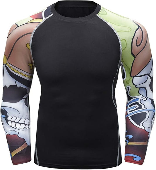 Men's Soft Fit Long Sleeve Workout Rashguard Cool Dry Compression Fitness Shirt