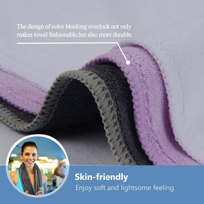 KinHwa Absorbent Workout Towels for Gym Soft Gym Towels for Sweat Microfiber Sports Towel Perfect Size for Workouts, Hot Yoga, Running, Biking or Camping 16inch x 31inch 3 Pack