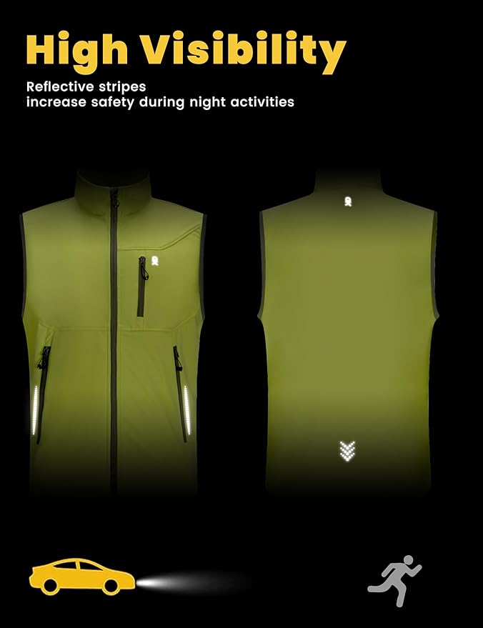 Little Donkey Andy Men's Lightweight Softshell Vest Windproof Sleeveless Jacket for Travel Hiking Running Golf