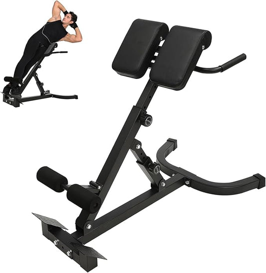 Roman Chair, Adjustable Hyperextension Bench Multifunctional Workout Bench 330lbs with 8 Adjustable Positions for Strength Training Ab Bench & Foldable Sit-Up Bench for Home Gym Workouts