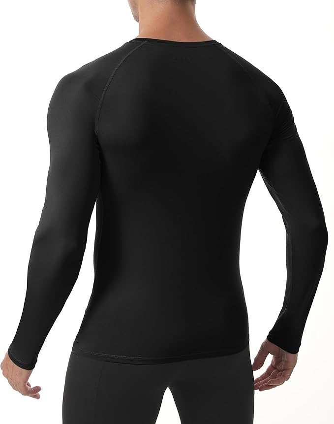 Roadbox Mens Compression Shirt, Cool Dry Long Sleeve Workout Shirts, Running Athletic Football Gym Base Layer Tops UPF 50+