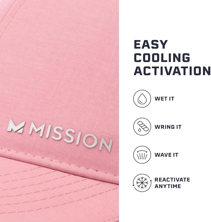 MISSION Cooling Vented Performance Hat Unisex One Size Cap for Workouts, Golf & Running, Sweat & Water Activated Technology