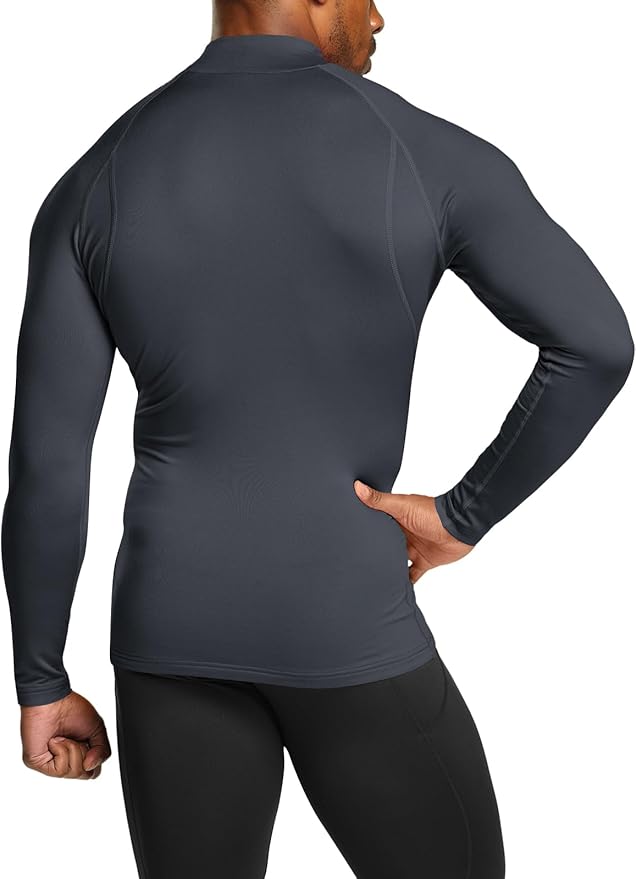 TSLA Men's Thermal Long Sleeve Compression Shirts, Mock/Turtleneck Winter Sports Running Base Layer Top