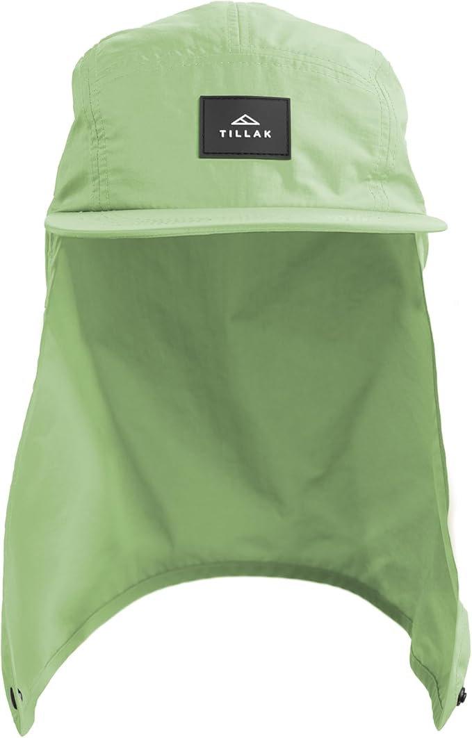 Tillak Chamisa Sun Hat, Lightweight Nylon 5 Panel Cap with Hide-able Neck Shade and Spring Cord