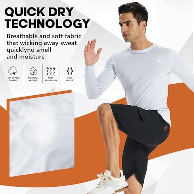 Men's Compression Shirts Long Sleeve Running Athletic Undershirts Workout Baseball Base Layer Fishing Rash Guard Tops 2 Pack