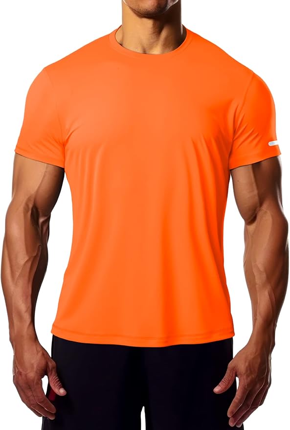 Mens Workout Shirts Fitted, Quick Dry Gym Tshirts Running Athletic Top Moisture Wicking Tee