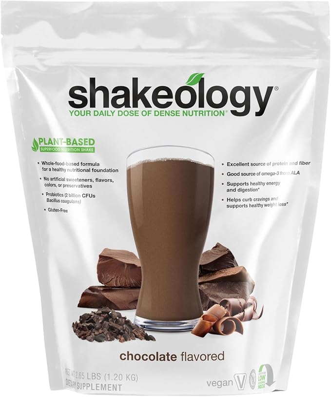 Shakeology Plant Based Protein Powder Blend – Gluten-Free Shake with Vitamins and Minerals – Helps Support Weight Loss, Lean Muscle, Gut Health – Chocolate, 30 Servings