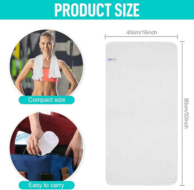 SINLAND Microfiber Gym Towels Sports Fitness Workout Sweat Towel Super Soft and Absorbent 3 Pack 16 Inch X 32 Inch