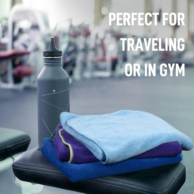 SINLAND Microfiber Gym Towels Sports Fitness Workout Sweat Towel Super Soft and Absorbent 3 Pack 16 Inch X 32 Inch