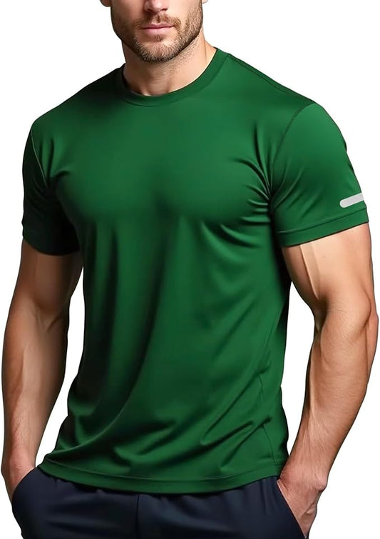 Mens Workout Shirts Fitted, Quick Dry Gym Tshirts Running Athletic Top Moisture Wicking Tee