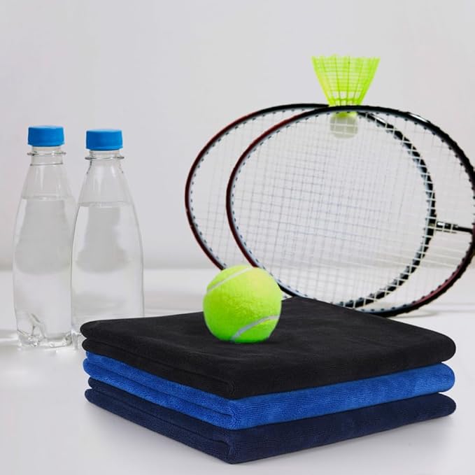 SINLAND Microfiber Gym Towels Sports Fitness Workout Sweat Towel Super Soft and Absorbent 3 Pack 16 Inch X 32 Inch