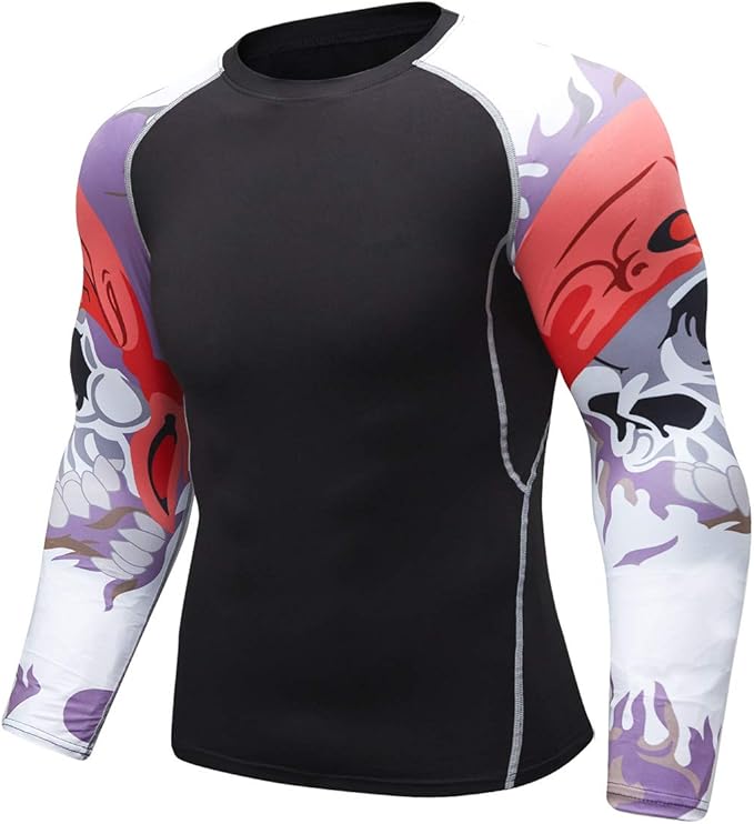 Men's Soft Fit Long Sleeve Workout Rashguard Cool Dry Compression Fitness Shirt