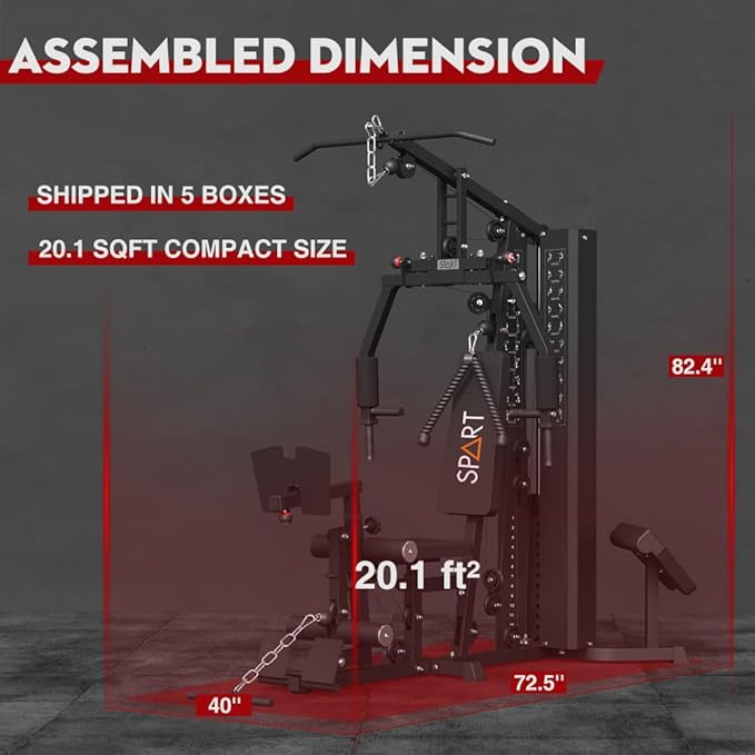 SPART Home Gym, Multifunctional Home Gym Equipment, Workout Station with 160LBS Weight Stack for Leg Press & Chest Fly, All in One Workout Machine Full Body Strength Training with Pulley System