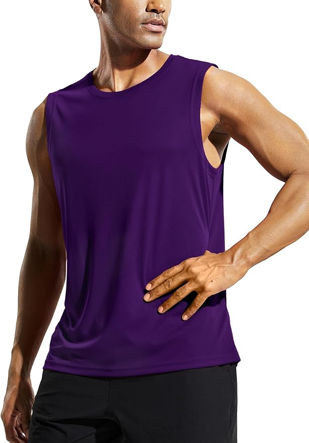 MIER Men's Workout Tank Tops UPF 50+ Swim Shirts Quick Dry Running Sleeveless UV Protection Muscle Tees