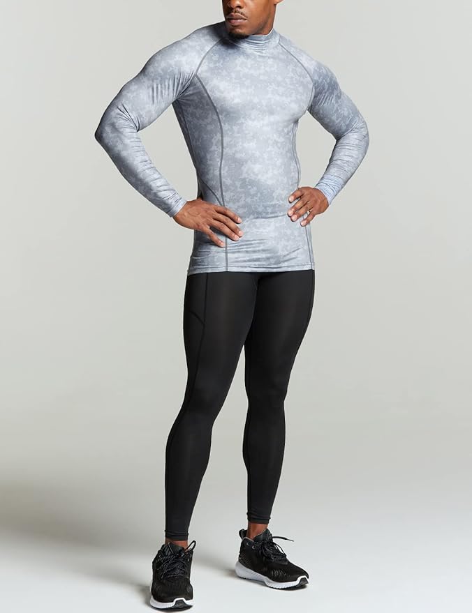 TSLA Men's Thermal Long Sleeve Compression Shirts, Mock/Turtleneck Winter Sports Running Base Layer Top