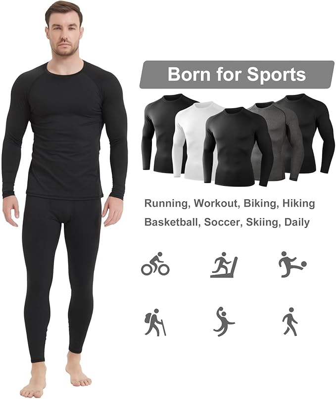 Dalavch 4/5 Pack Thermal Compression Shirts for Men Long Sleeve Running Gear Undershirt Base Layer for Winter Cold Weather