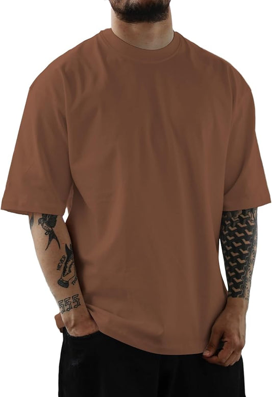 Mens Oversize Short Sleeve T-Shirts Loose Fit Solid Color Lightweight Tee Shirt Athletic Dry Fit Top