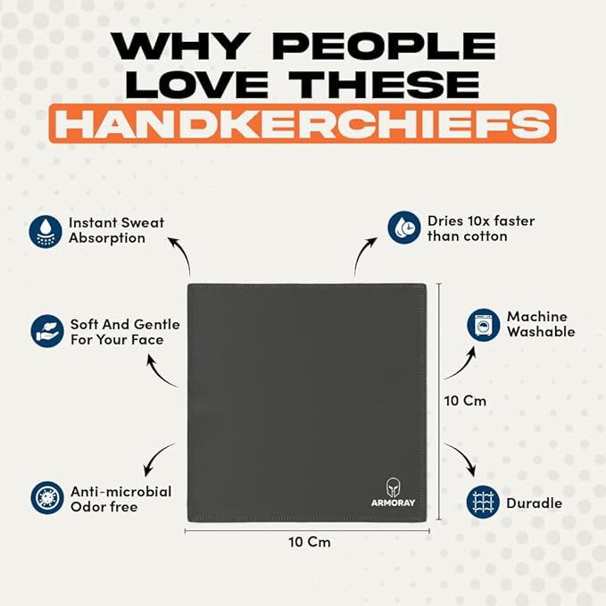 ARMORAY Sweat Absorbing Towel Handkerchief – Quick-Dry Microfiber Gym Towels for Face, Hands & Body – Workout Towel for Men, Sport Rag, Perfect for Tennis, Pickleball & Sauna Use by Women