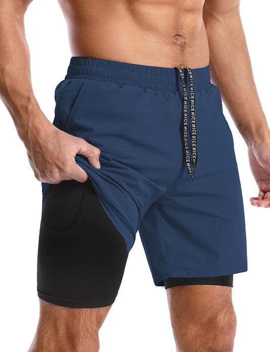 Aolesy Men's 5''/7'' Running Shorts Quick Dry Workout Gym Shorts with Pockets, Tennis Training Athletic（Linerless & Liner）