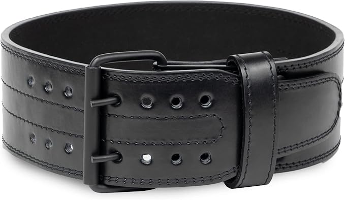 Gymreapers Weightlifting Belt 6MM Genuine Leather - Double Prong Power Belt Heavy Duty 4-Inch Wide - Strong, Stabilizing Back Support For Deadlifts, Squats Powerlifting