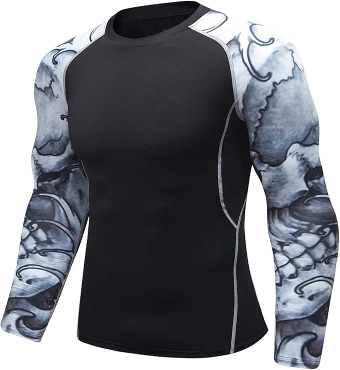 Men's Soft Fit Long Sleeve Workout Rashguard Cool Dry Compression Fitness Shirt