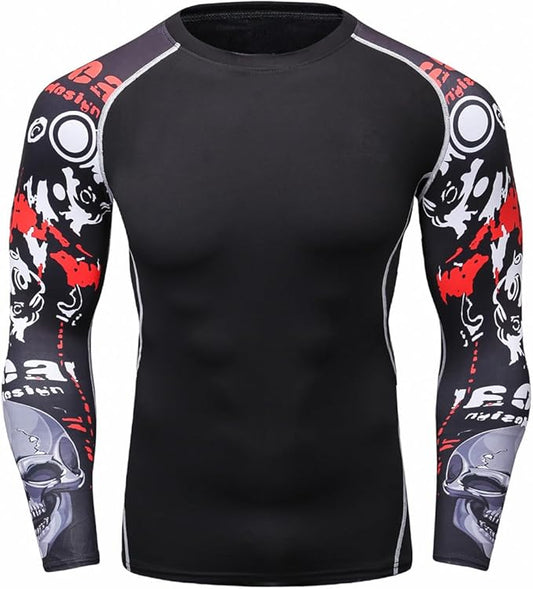 Men's Soft Slim Long Sleeve Dry-Fit Compression Gym Trainning Shirt