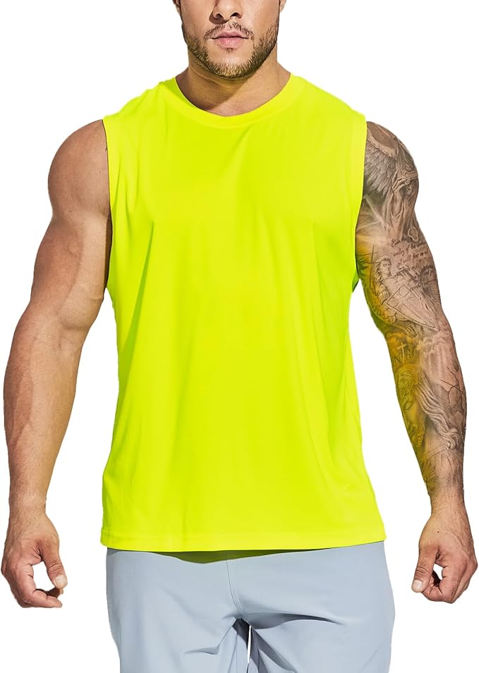 MIER Men's Workout Tank Tops UPF 50+ Swim Shirts Quick Dry Running Sleeveless UV Protection Muscle Tees
