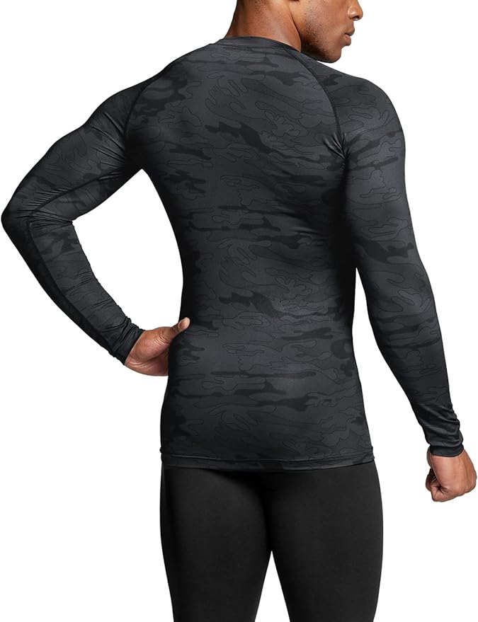 TSLA Men's UPF 50+ Compression Shirts, Cool Dry Long Sleeve Athletic Tops, Sports Baselayer Workout Shirt