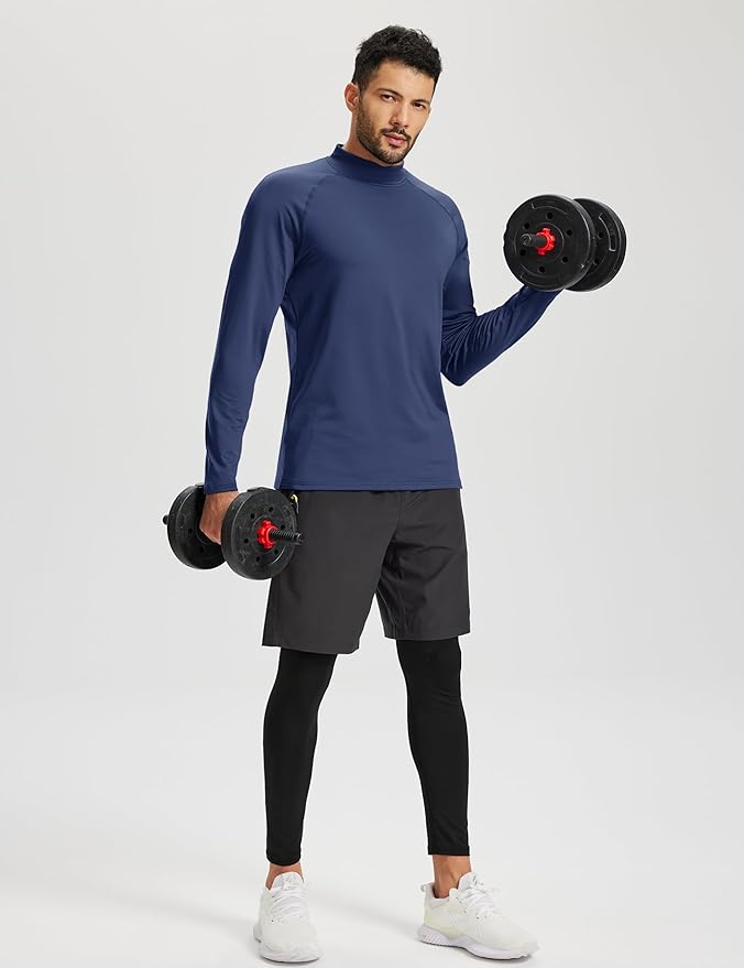 TACVASEN Mens Thermal Fleece Shirt Mock Turtle Neck Base Layer Long Sleeve Athletic Warm Undershirt Winter Running Tops