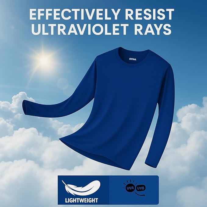 Men's Long Sleeve Moisture Wicking Athletic Shirts, Dry Fit Long Sleeve UV Protection Shirts Men for Workout, Running, Hiking